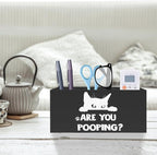 Exqcom Funny Cat Toothbrush Holders for Bathroom Washroom, Cat Bathroom Decor, Gifts for Cats Lovers Mom, Are You Pooping Humorous Makeup Brush Holder Organizer for Vanity