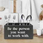 XPH Be the Person You Want to Work with Inspirational Pen Pencil Holder Organizer for Desk, Inspirational Gifts for Women Men, Motivational Wooden Box Sign for Home Office Desk Tabletop Decorations