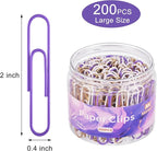 NEEWAY 200pcs Large Purple Paper Clips, 2 Inch Jumbo Paper Clip, Ceative Colored Paperclips for Paperwork Office School and Personal Use