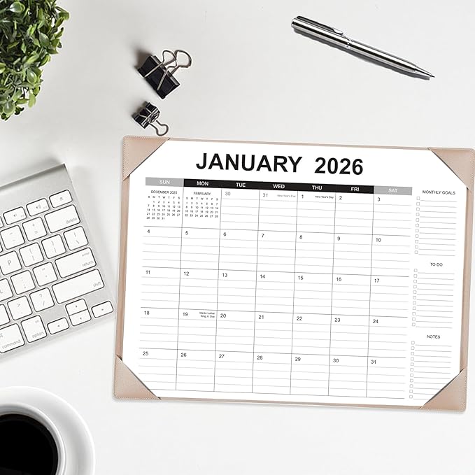Desk Calendar 2026-2027 with Desk Mat – 22" x 17" Large Desk Pad Calendar Runs from January 2026 to June 2027, Office Supplies Desktop Monthly Calendar for Home & Office