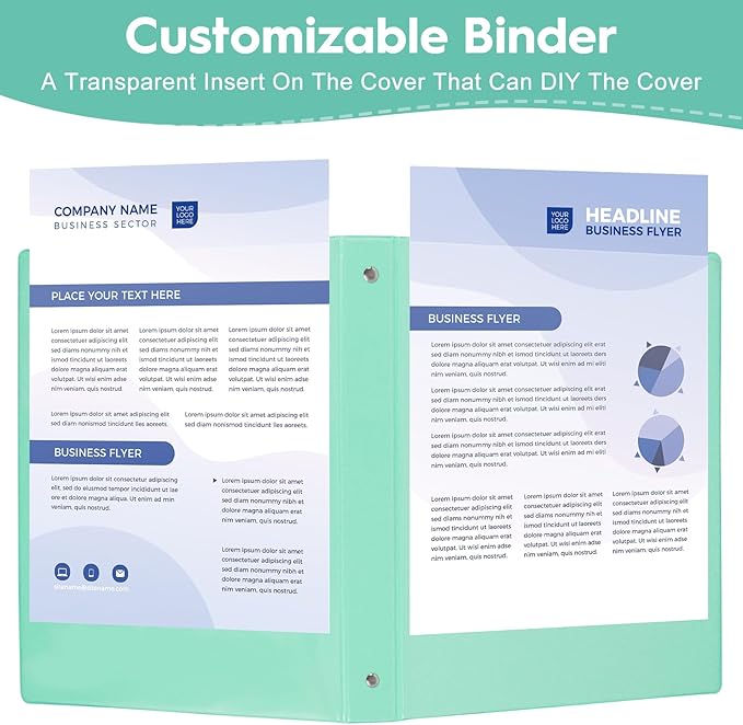 CIXILDTS 1-Inch Binder, Standard 3 Ring Binder Fit Letter Size Paper, Presentation View Binders, Light Blue, 6-Pack