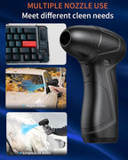 PureWellness Compressed Air Duster Can, Cordless Air Blower, Rechargeable Electric Duster & 3 Nozzles for Keyboard, PC, Home Cleaning, Portable Cleaning Kit, Black