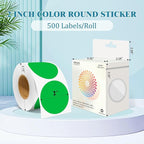 2 Inch Round Color Coding Labels (500 Count) - Green Dot Stickers Circle Labels with Dispenser Box for Warehouse, Filing, Industrial, Office Organization