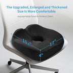 LSMColda Extra-Dense Seat Cushions for Office Chairs, Orthopedic Seat Cushion for Desk Chair, Car, Wheelchair, Ergonomic Sciatica Support, Hip & Tailbone Pain Relief Cushion for Long Sitting (Black)