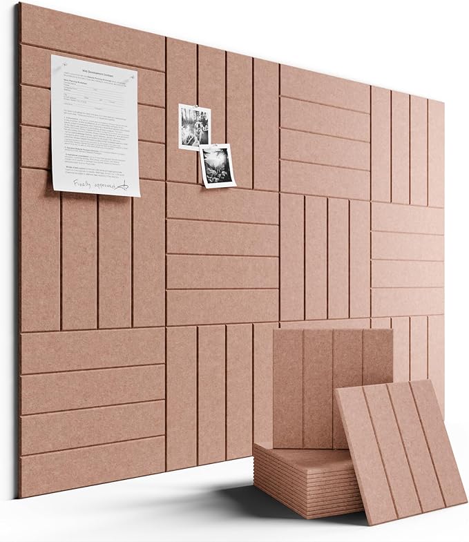 Large Felt Bulletin Board 48" x 36" Cork Board Alternative-12 Pack with 70 Safe Removable Adhesive Tabs, Felt Boards for Walls Cork Boards for Home Office Classroom Pin Board-Terracotta