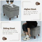 FAGAGA Storage Ottoman with Adjustable Lid, Soft Step Stool, Footrest and Seat, Ottoman Foot Rest for Living Room, Bedroom, Dorm, Light Gray