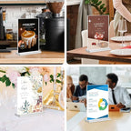 Acrylic Sign Holder 5x7, 11 Pack Clear TableTop Sign Holder-Sided, Plastic Flyer Display Holder with Vertical Base, Clear Flyer Stand Menu Table Display Holders for Restaurants Office Store Show Fair