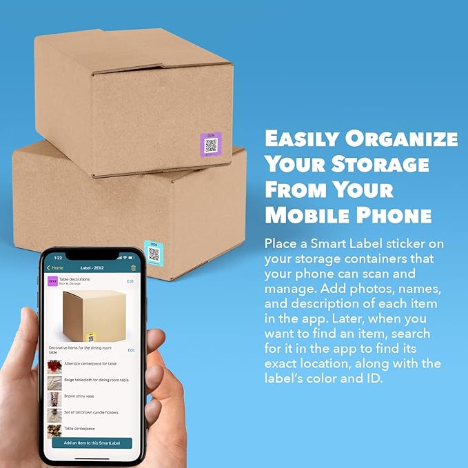 Smart Labels QR Code Stickers Pack of 48 (Modern) Made in USA - QR Code Labels for Storage & Inventory Tracking, Storage Unit Organization, App Stickers for Inventory Organization & Moving Supplies