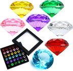 HDCRYSTALGIFTS 36pcs 0.8'' Multi-Color Art Glass Diamonds Crystal Gems Vase Fillers Wedding Table Scattering Gemstones Christmas Party Decorations