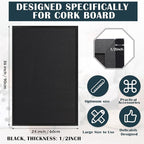 Teling 36" x 24" Cork Board Large Wood Framed Cork Bulletin Board with Pins Eye Bolts Screws Notice Pin Hook for Home School Office Walls(Black Frame)