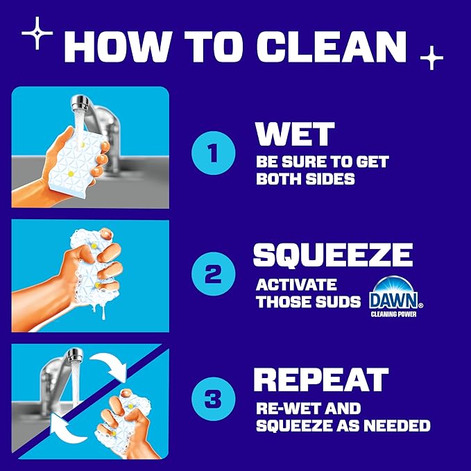 Mr. Clean Magic Eraser Sponge, Bathroom Cleaner, Shower Cleaner, Tub Cleaner, Soap Scum Remover, Bathroom Cleaning Supplies, Dawn Cleaning Power with Lemon Scent, 2 in 1 Bath, 7ct