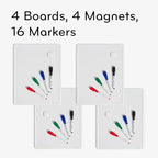 U Brands Contempo Magnetic Dry Erase Board White Board Bundle, 11" x 14", White Modern Frame, Includes 4 Boards, 16 Markers and 4 Magnets