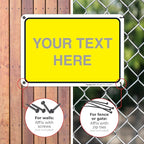 Personalized Custom Yellow Background Customize for Office, Business, Workplace, Home, Airbnb, Delivery Sign, 10x7 Inches, Rust Free .040 Aluminum, Fade Resistant, Made in USA by Sigo Signs