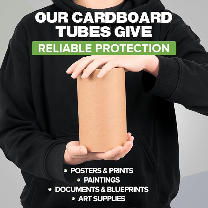 Paclord 4" x 6" Reinforced Kraft Paper Mailing Tube, Pack of 1 Tube with 2 Caps – Secure USPS Approved Poster Tube – Cardboard Tube for Shipping and Storing Posters, Prints, Artwork, or Documents