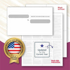NextDayLabels - W-2 4-Up Employee Tax Forms, Instructions on Back" for 2025, for Laser/Inkjet Printer. Compatible with QuickBooks and Accounting Software ETC. (Pack of 50 Sheets & Envelopes)