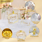 DIWNELEM Acrylic Wedding Card Box with Lock String Light Clear Large Card Box for Wedding Letter Box Envelope Box Acrylic Gift Card Box Money Box for Party Birthday Reception