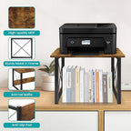 ELITEROO Desktop Printer Stand with Storage, Printer Stand Shelf Desk Organzier for Home/Office, Multi-Purpose Printer Riser Under Desk Small Table for Printer Fax Machine Copier (Rustic Brown)