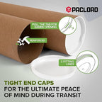 4" x 24" Reinforced Kraft Paper Mailing Tubes, Pack of 4 Tubes with 2 Caps Each – USPS Approved Poster Tube – Made in USA Cardboard Tube for Shipping and Storing Posters, Prints, Artwork, or Documents