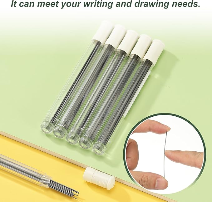 PATIKIL 240Pcs 2B Mechanical Pencil Lead, 0.5mm Black Lead Refill Break Resistant Pencil Refills for Writing Supplies, White