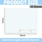 1 Pack 50 Sheets 22" x 17" Isometric Graph Paper Pad Landscape for 3D Designs Architecture Landscaping Engineering Drafting