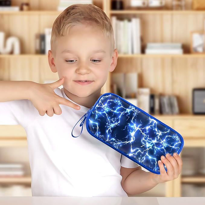 Fitvc Large Pencil Case for Boys,Lightning Boys Pencil Pouch for Kids Teens School,Large Capacity Pen Box Marker Organizer for School