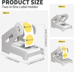 Guermok Thermal Shipping Label Holder for Rolls & Fan-Fold, Fragile Stickers for Shipping, Label Stand Desktop Printer Holder-Home Office Accessory Sticker Dispenser for Holographic (Gray)