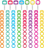 Blulu 80 Pcs Key Labels Key Color Covers Caps Tags Covers Set Plastic Keys Identifier Rings Toppers for Tags Organization House, 2 Styles(Rainbow Color)