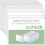 Sinload 20 Pcs Heavy Duty Sheet Protector 8.5 x 11 Inch Job Ticket Holder Waterproof Resealable Zip Page Wall Sign Holder Clear Dry Erase Document Sleeve Magazine Protector Horizontal(12.4 x 9.8 Inch)