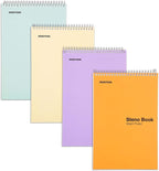 Mintra Office Steno Book - (Pastel Colors, 4 Pads/Pack, Graph Ruled) - 6inx9in, 70 Sheets, Notebook for writing notes in school, university, college, work, office