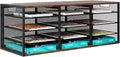 PAG-Mass Mail Sorter Adjustable Holder, Countertop Literature Organizer, Student Mailbox for Classroom, Desktop Bill Paper Organizer for Office Home School, 12 Compartments, Brown