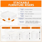 shouwuhho Furniture Risers, 8 Pack Bed Risers with Non-Slip Grip and Heavy Duty Support, 1 Inch 2 Inch 3 Inch 4 Inch Height Lift for Couch, Sofa, Table, Desk, Chair, Refrigerator - White, 1 Inch