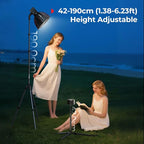 SMALLRIG 74.8"/ 6.23 ft Adjustable Light Stand Photography, Max Load 8.8 lb, Compact Lighting Tripod Stand for Softbox, Flashlights, Ring Light, LED Video Lights, COB Light, Folded Size 16.5" - 5475