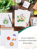 Eupako 100 Pack 6x8 Photo Document Mailer White Stay Flat Self-Seal Cardboard Envelopes for CDs, Pictures, Documents, 6.25 x 8.25 Inches