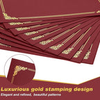 Fainne 120 Packs Certificate Holders Bulk, Diploma Covers Gold Foil Border, Document Covers for Letter Size 8.5x11 Award Certificates, Cardstock, Document Papers, Paper Card Stock(Red)