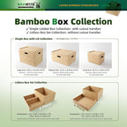 BAMOTTO Lidded Bamboo Storage Bins & Box/Cube/Basket, Home Kitchen and Office Storage Boxes with Handles & Stackable for Organizer Tableware, Crafts, Office Shelf Books, Large, 14.6”x10.2”x9.6”