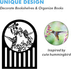 Weudes Hummingbird Book Ends, Metal Bookends for Shelves Decorative, Book Stopper for Heavy Books, Bookends for Home, Office, Library, School Use (Black)