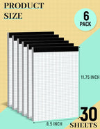 Aidunmis Graph Paper 8.5 x 11, 6 Pack, 4x4 Graph Ruled, Grid Paper 8-1/2 x 11, Blueprint Quadrille Pad 8.5'' x 11'', Easy Tear Off Graph Paper Pad White Grid Notebook, White Draft Paper 30 Sheets/Pad