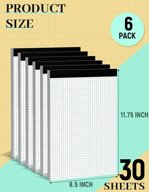 Aidunmis Graph Paper 8.5 x 11, 6 Pack, 4x4 Graph Ruled, Grid Paper 8-1/2 x 11, Blueprint Quadrille Pad 8.5'' x 11'', Easy Tear Off Graph Paper Pad White Grid Notebook, White Draft Paper 30 Sheets/Pad
