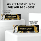 Personalized Name Plate, Custom Office Decor - Acrylic Desk Accessory, Office Gifts for Employees (Black Coast)