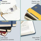 POPRUN Academic Planner 2025-2026 (July 2025-June 2026), Daily Weekly and Monthly Appointment Book (Wirebound Hard Cover - 6.25'' x 8.5'') with Hourly Time Slots, Tabs, 100 GSM - Haze Blue