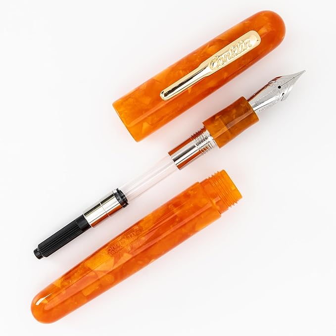 Conklin All American Fountain Pen in Sunburst Orange – Broad Nib, Vibrant Design & Superior Craftsmanship – Ideal Gift for Professionals & Pen Enthusiasts