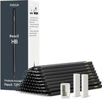 VUSIGN #2 Pencils Bulk, 72 Pack Pre-Sharpened HB Pencils, With 1 Sharpener & 2 Erasers for School, Office, Writing, Drawing Use,Black