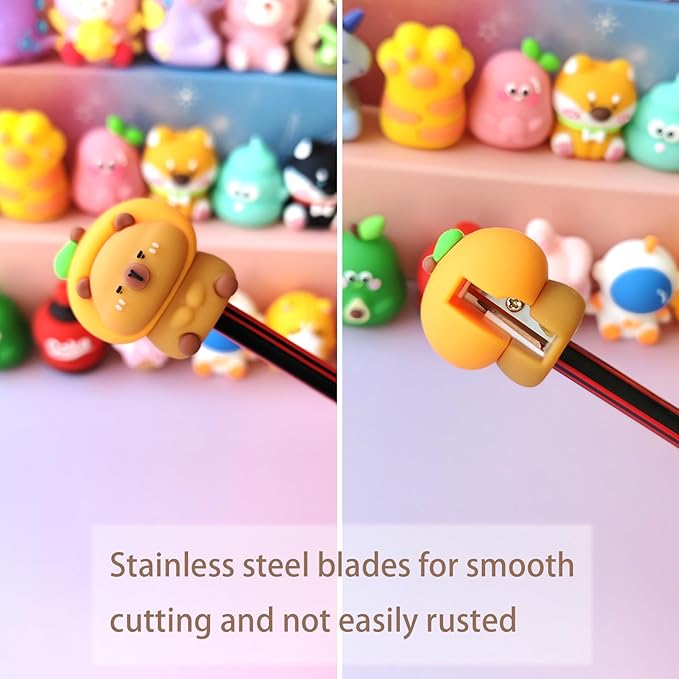 24 pcs Cute Pencil Sharpener for Kids Fun Pencil Sharpener Bulk Kawaii Manual Pencil Sharpeners Kids Pencil Sharpeners for Back to School School Supplies Class Rewards.