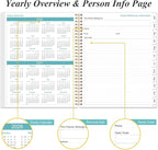 2026 Daily & Monthly Planner - One Page Per Day, Daily Planner from January 2026 - December 2026, Planner 2026 with 12 Monthly Tabs, 8.5" x 11", Blue Watercolor
