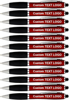 HEYZARDA Personalized Pens with Name Text Icon Logo Engraved for Business Office Custom Ballpoint Pen 50 100 Pcs Optional, Red