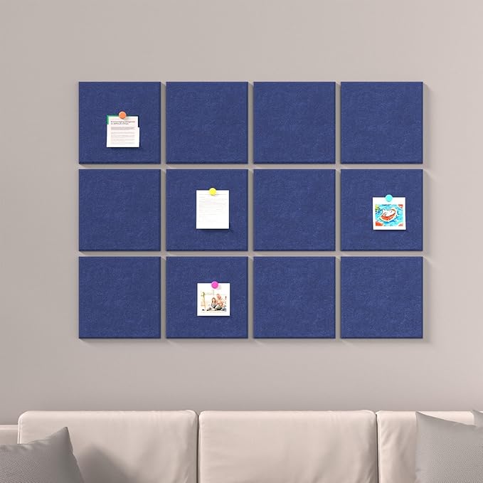 Baysola Large Cork Boards for Walls – 48" x 36" Self Adhesive Felt Wall Tiles, Ideal for Office Wall Organizing Bulletin Board, Easy to Install Cork Boards Felt Board