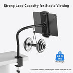 TeQable Tablet Stand for Desk, Gooseneck iPad Holder Clamp Mount, 360° Adjustable Arm Mount for iPad Pro/Air/Mini, Kindle Fire, Galaxy Tabs, 4.7"-13.5" Tablets, for Kitchen, Work, Video Call, Bed