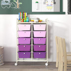 LDAILY 10 Drawer Rolling Cart, Storage Cart Organizer on Wheels, Drawer Cart with Metal Frame & Large Storage Capacity, Rolling Cart with Drawers for Living Room Classroom, Office