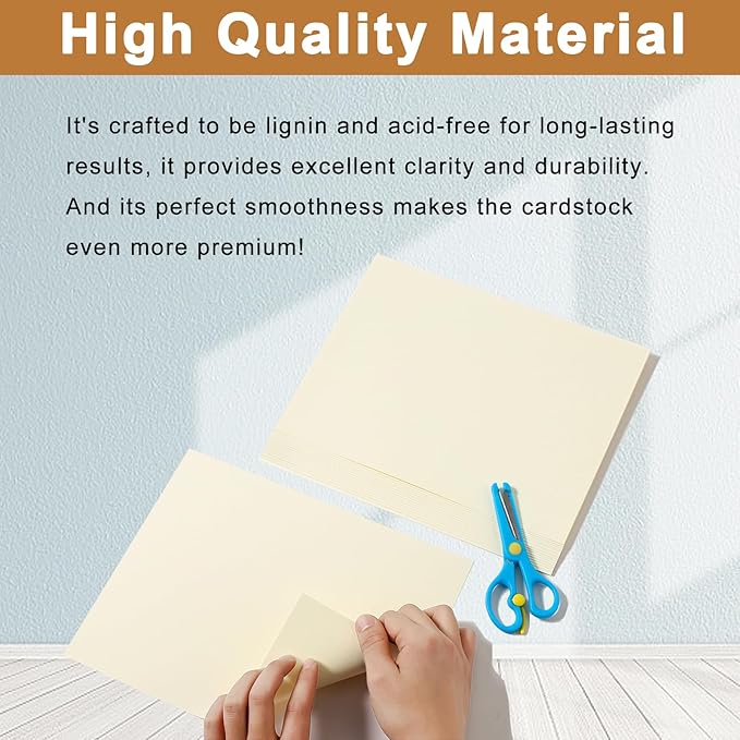 Silunkia 28 Sheets Cream Cardstock 8.5 x 11 Ivory Paper, 250gsm/92lb Off White Card Stock Printer Paper for DIY Cards, Business Cards, Invitations, Menus, Certificates, School Crafting