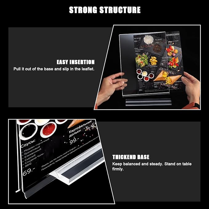 xydstay 6pack Acrylic Sign Holder 5.5 X 8.5, Vertical T Shape Clear Plastic Menu Holder, Unbreakable Table Sign for Restaurant, Office, School, Store and Home Use
